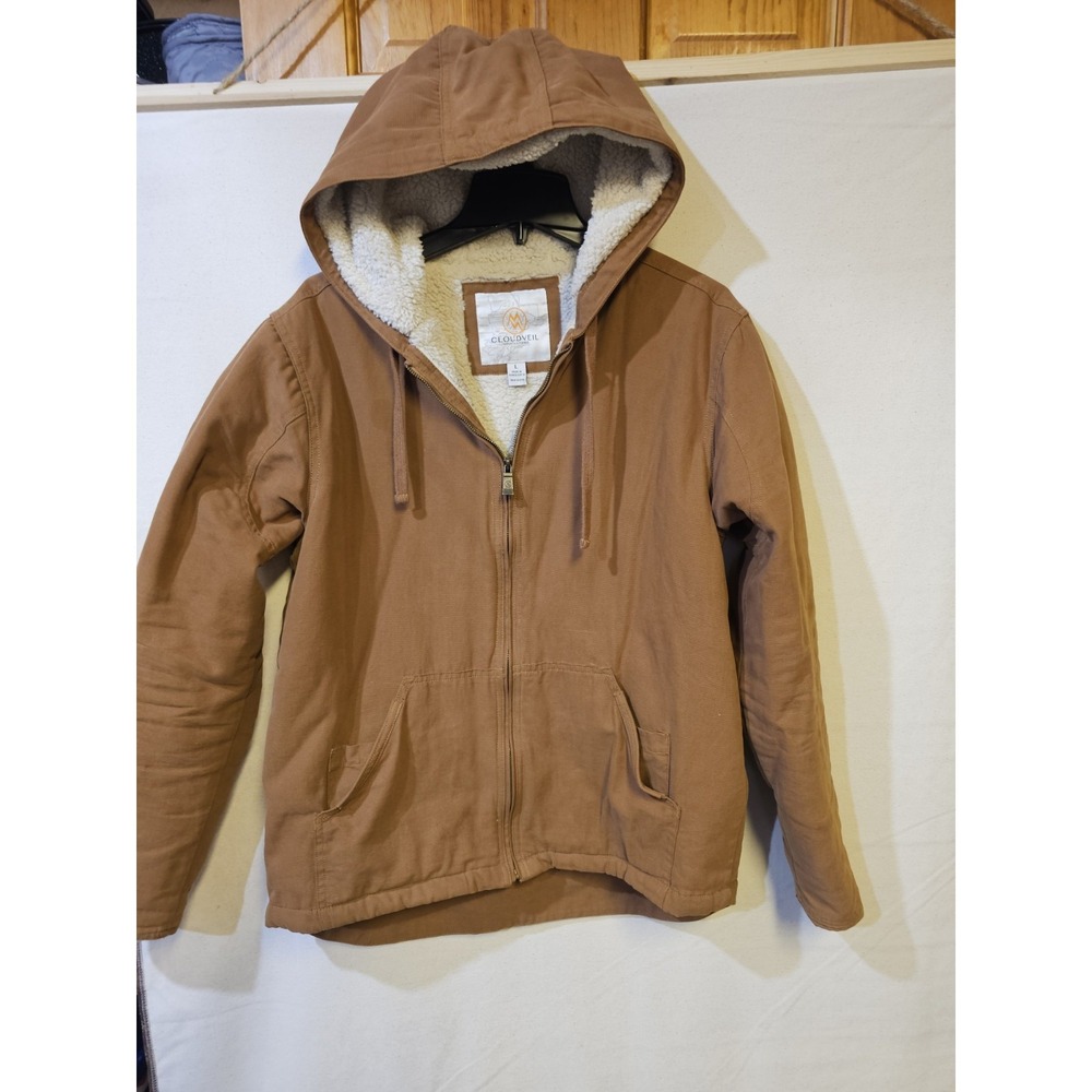 Cloudveil Sz: L Sherpa Lined Duck Canvas Workwear Full Zip‎ Jacket Coat